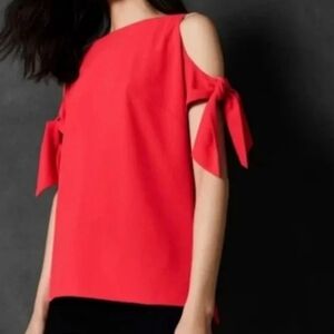 Ted Baker London Yaele Cold Shoulder Tie Short Sleeve Peplum Blouse